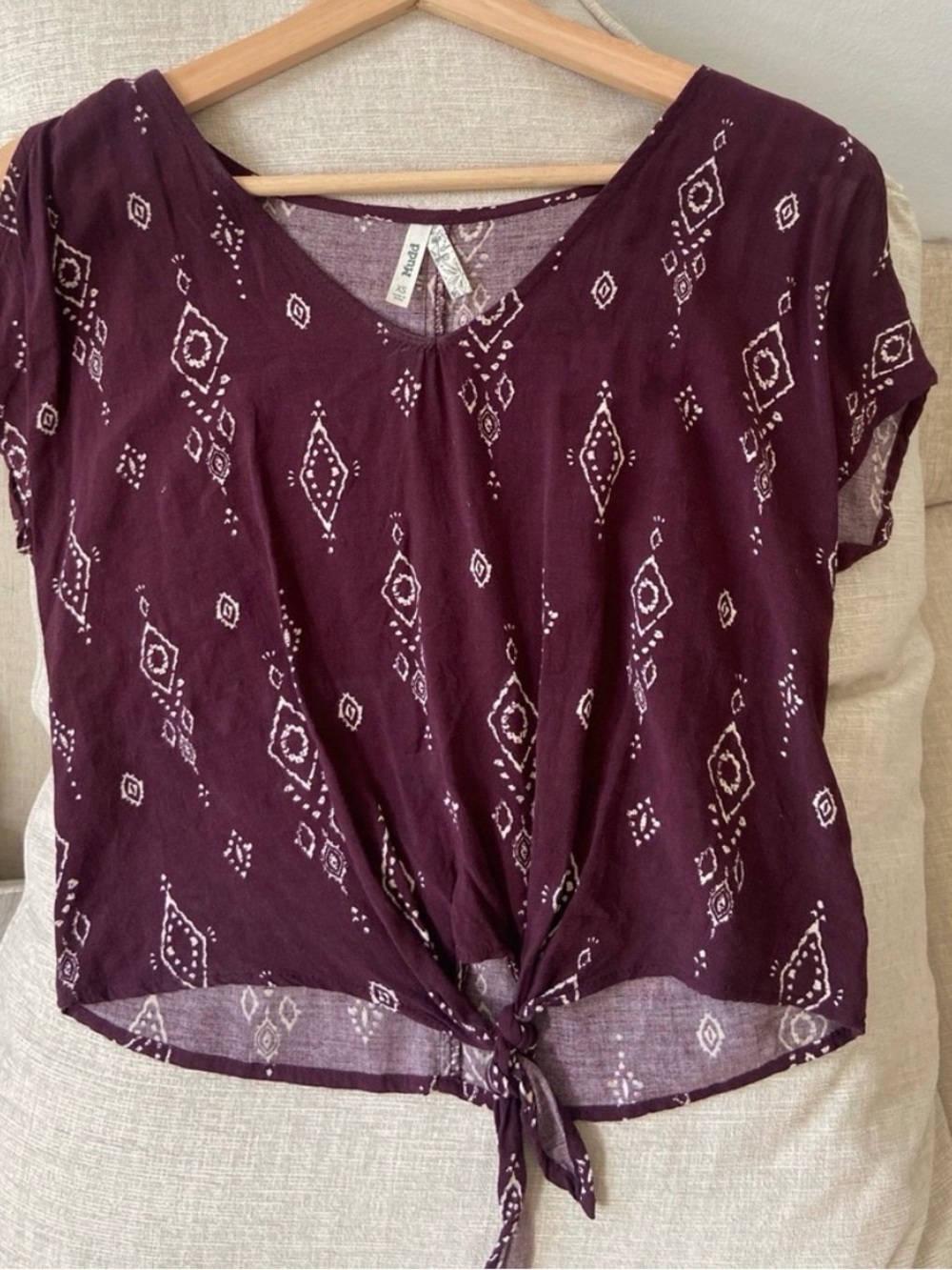 MUDD Burgundy Aztec Print Shirt Top